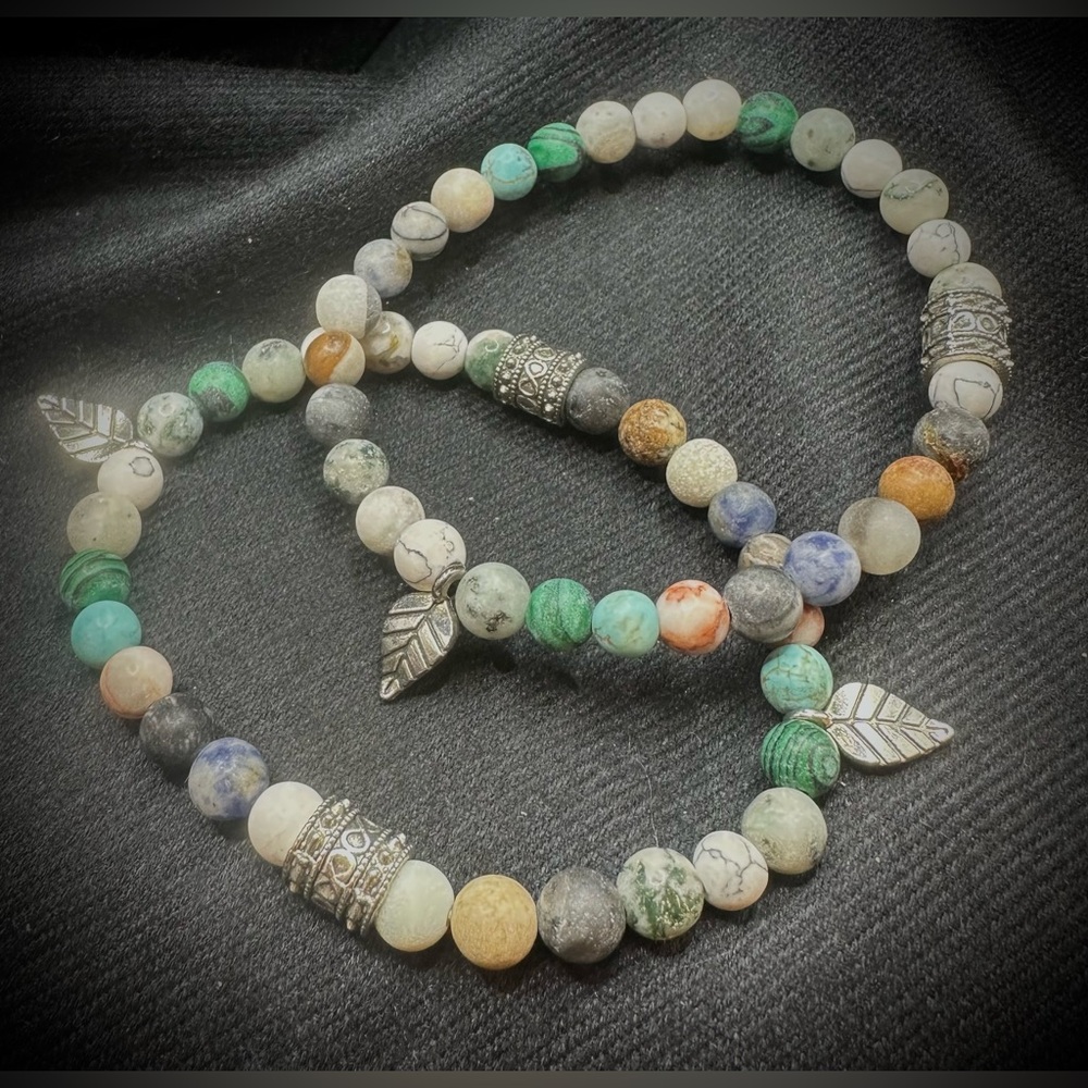 Silver and Multicolor Beaded Bracelet Set